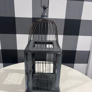 Rustic Black Metal Birdcage Accent
